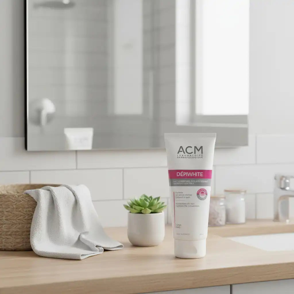 Celvess Cosmetic ACM Lait Corporel Dépiwhite brightening anti-taches body lotion in 200ml bottle.