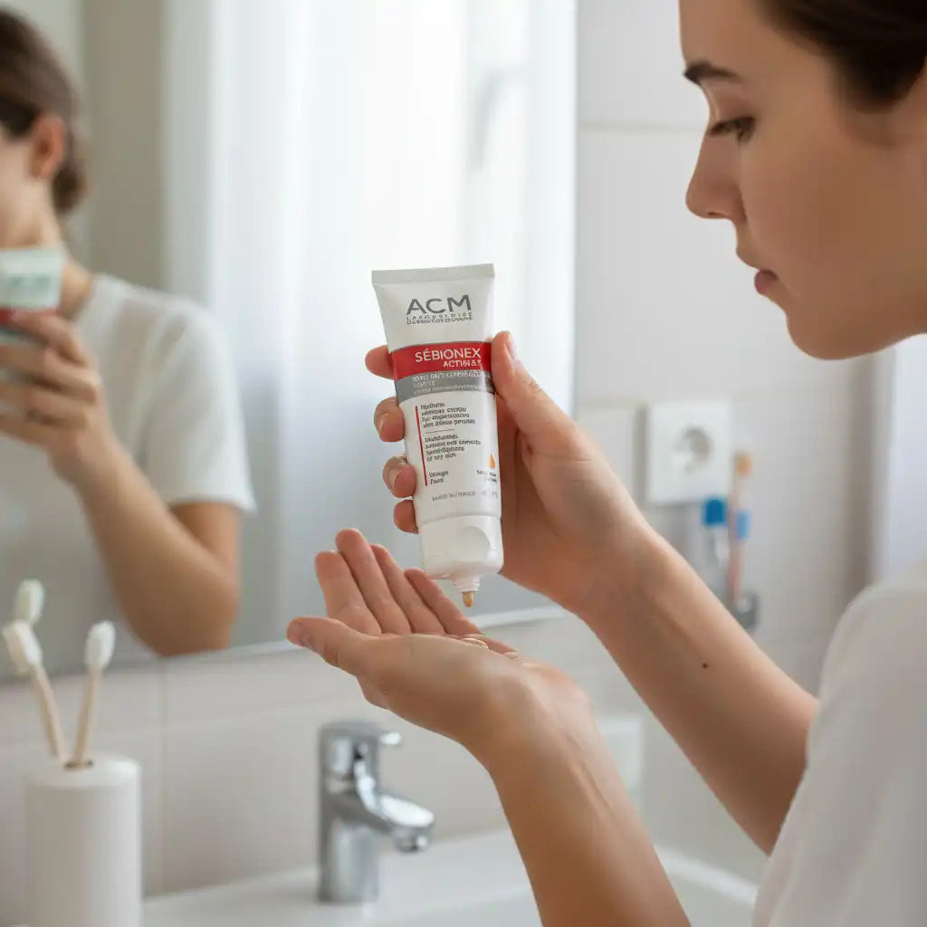 Celvess Cosmetic ACM Sébionex Actimat anti-imperfections tinted cream in 40ml bottle, designed to reduce blemishes and even skin tone.