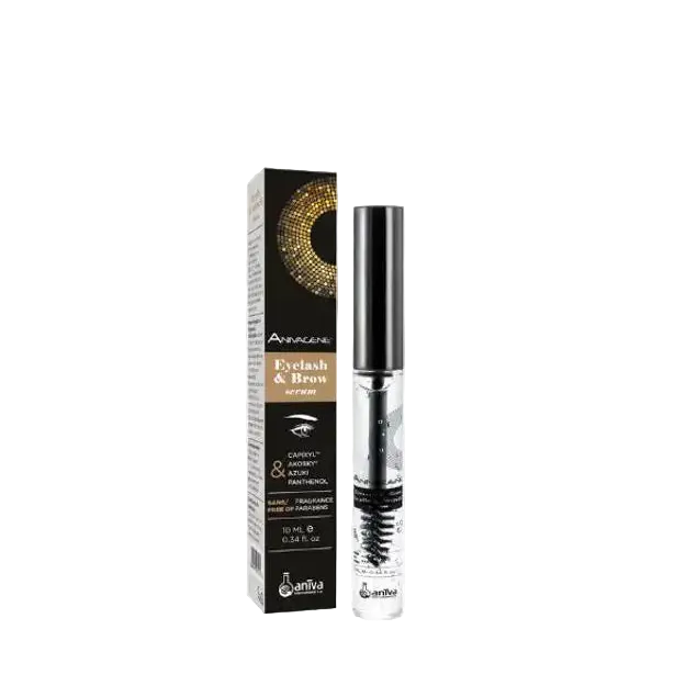 Celvess Cosmetic ANIVAGENE eyelash and eyebrow serum in a 10ml bottle, designed to enhance and strengthen lashes and brows.