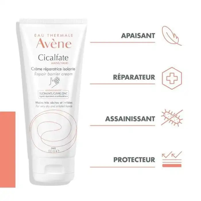 AVÈNE Cicalfate Mains Crème Réparatrice Isolante, 100ml, hand repair and disinfectant cream by Celvess Cosmetic.