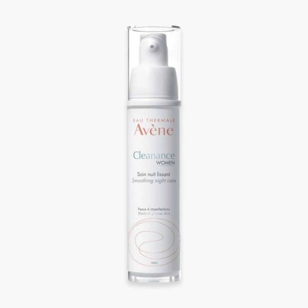 AVÈNE Cleanance Night Soin Nuit Lissant in 30ml bottle, a soothing night care product for skin smoothing and cleansing.