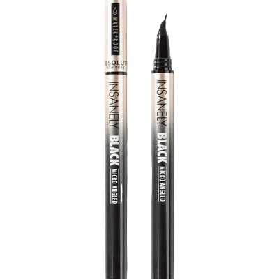 Absolute New York Insanely Black Micro Angled Tip Eyeliner, close-up of the sleek black eyeliner pen with precise angled tip.