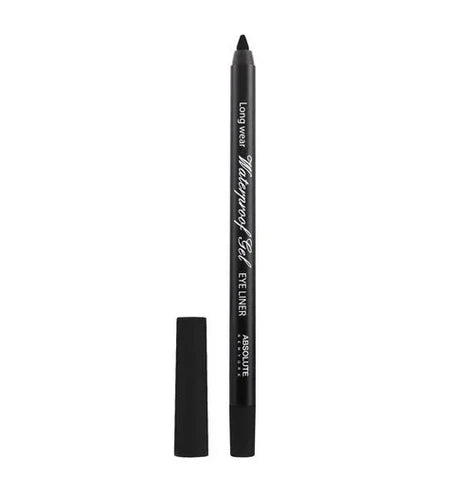 Absolute New York waterproof gel eyeliner in a sleek black pot, showcasing its smooth gel texture and precise application tip.