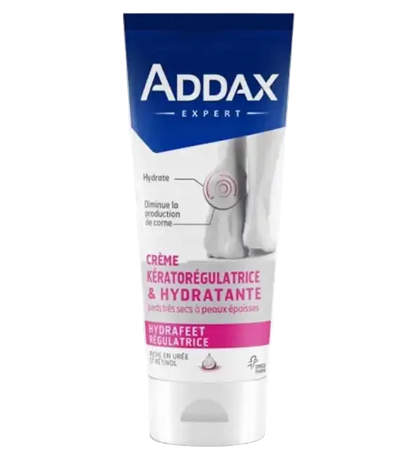 Addax Crème Kératorégulatrice et Hydratante pour Pieds de Celvess Cosmetic, 100ml, en tube blanc avec logo.