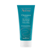 Avene Cleanance Gel Nettoyant 200ml, a gentle body and face cleansing gel in a clear bottle with a pump dispenser.