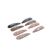 Eight white BETER hair barrettes by Celvess Cosmetic, 5cm long, arranged in a row with a shiny finish.