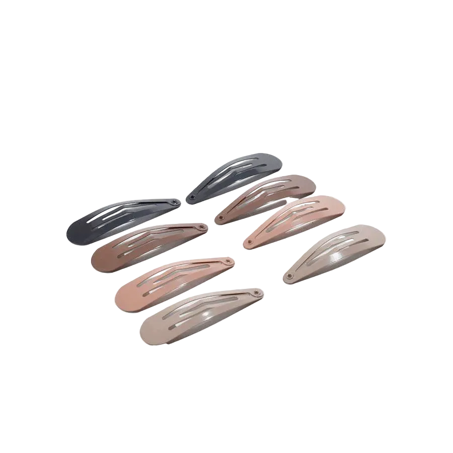 Eight white BETER hair barrettes by Celvess Cosmetic, 5cm long, arranged in a row with a shiny finish.