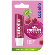 Celvess Cosmetic Labello Fruity Shine Cerise lip balm with cherry flavor and SPF 10, showing multicolored glossy packaging.