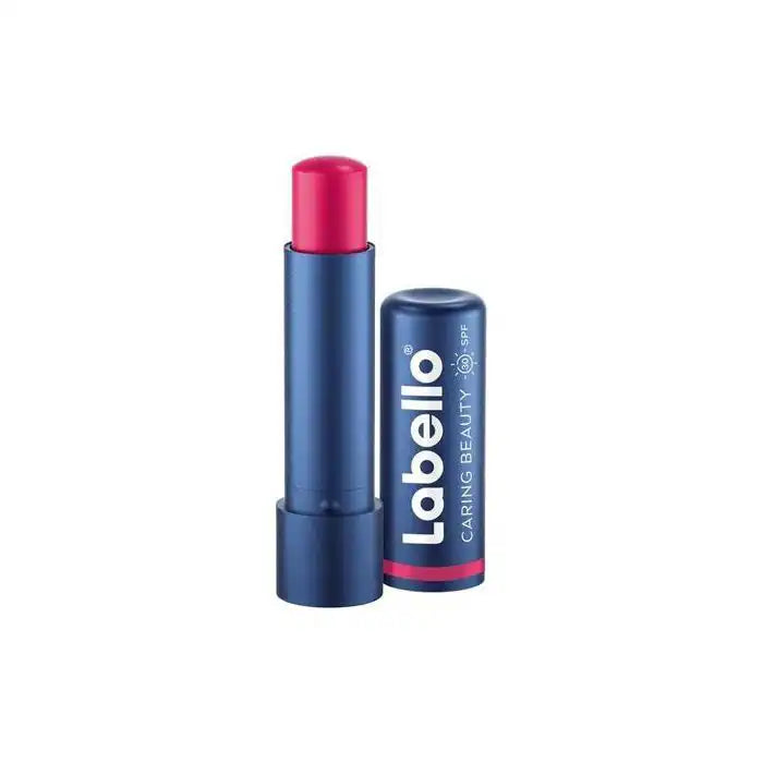 Lip balm in a rose-scented tube by LABELLO, SPF30, 4.8g, providing 3-in-1 caring beauty for soft, protected lips.