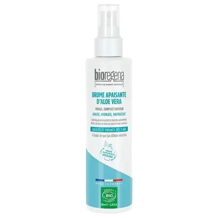 Celvess BioRegena Aloe Vera soothing body and hair mist in a 200ml spray bottle, designed for calming and hydration.