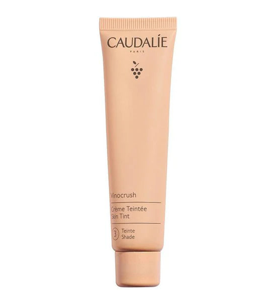 Caudalie Vinocrush CC Crème Teintée in shade 3, a tinted foundation with a smooth, creamy texture for natural, radiant skin.