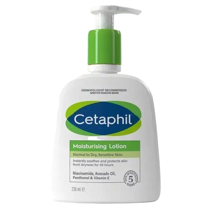 CETAPHIL moisturizing lotion for dry, normal, and sensitive skin in a 500ml bottle, designed for gentle hydration.