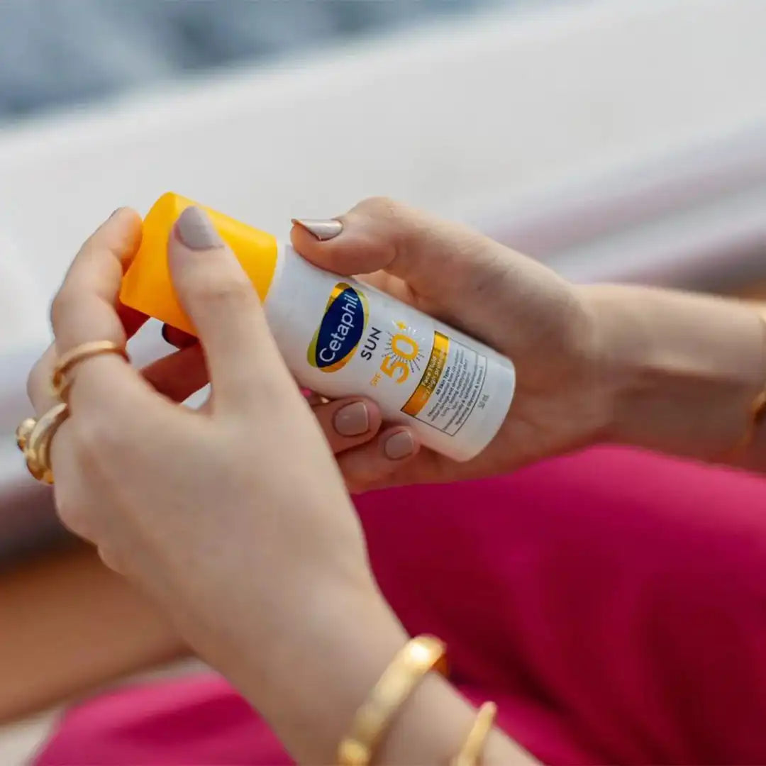 CETAPHIL Sun Face Fluide Teinté SPF50+ 50ml, tinted hydrating facial sunscreen with broad spectrum SPF in a sleek bottle