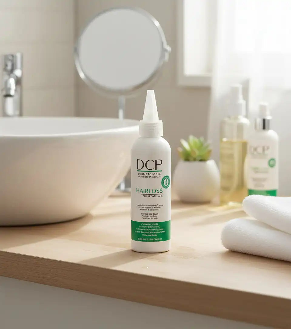 Celvess Cosmetic DCP Hairloss Sérum Capillaire bottle, 100ml, with dropper applicator and clear liquid formula.