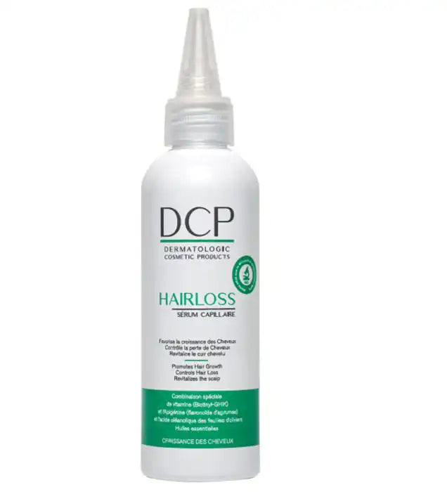 Bottle of Celvess Cosmetic DCP Hairloss Sérum Capillaire 100ml with dropper applicator and sleek packaging.