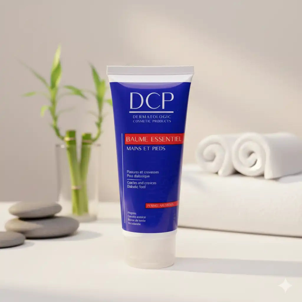 Celvess Cosmetic DCP Baume Essentiel for hands and feet in 100ml jar, moisturizing and nourishing skincare product.