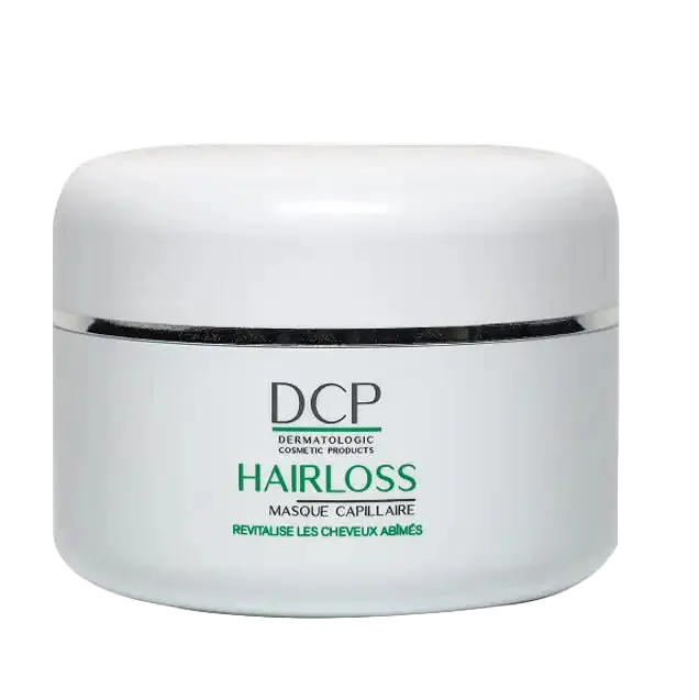 Celvess Cosmetic DCP Hairloss Masque Capillaire Revitalisant 200ml in a white jar with a blue lid, designed for hair revitalization.