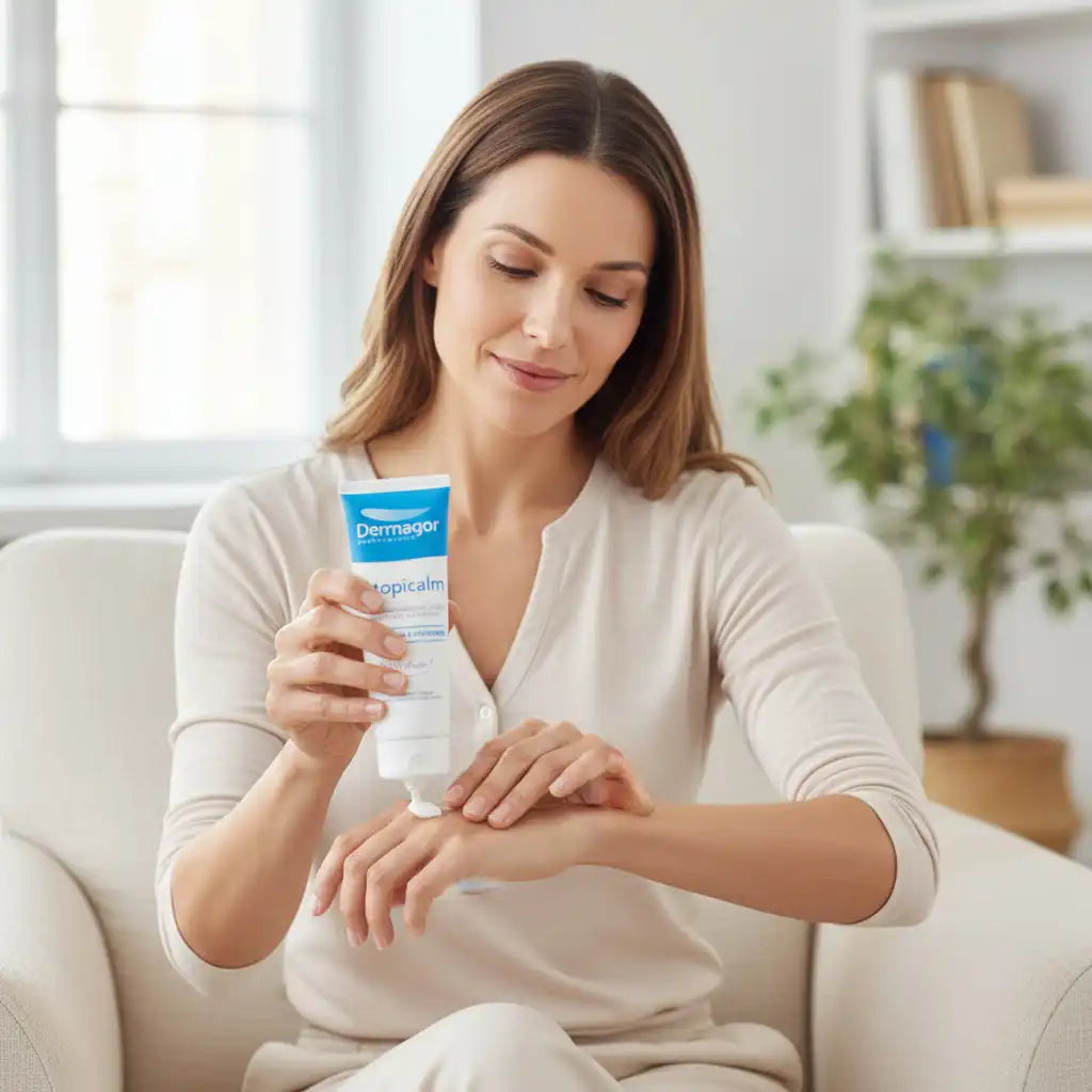 Celvess Cosmetic DERMAGOR Atopicalm nourishing body cream in 250ml jar, smooth texture for sensitive skin care.