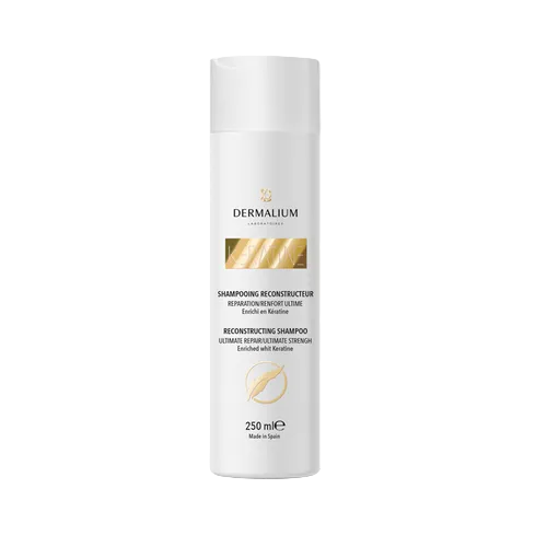 Celvess Cosmetic DERMALIUM Keratin Reconstructive Shampoo 250ml for hair growth and strengthening, with visible shampoo bottle.