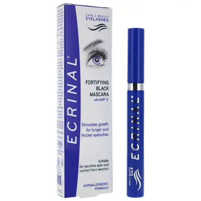ECRINAL Mascara Noir Fortifiant in 7ml tube, black mascara with a sleek applicator for enhanced lash volume and definition.