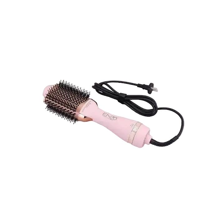 Celvess Cosmetic Enzo electric rotating blow-dry brush for fast styling, shown in a close-up image with bristles and ergonomic handle.