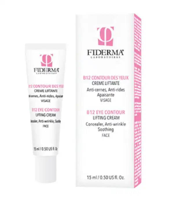 FIDERMA B12 Contour des Yeux Crème Liftante by Celvess Cosmetic, 15ml, eye care cream with lifting and brightening effects.