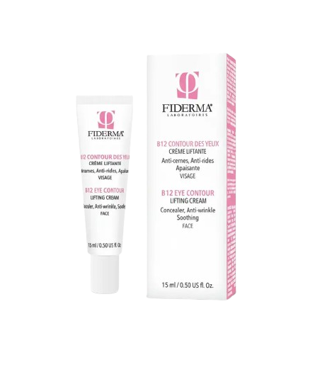 Celvess Cosmetic FIDERMA B12 eye contour cream with lifting properties in a 15ml jar, designed for eye care and anti-aging.
