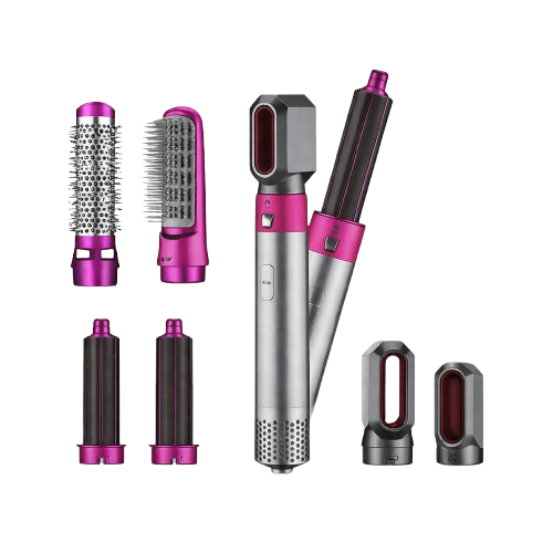Celvess Cosmetic 5-in-1 electric curling iron and blow-drying brush for versatile hairstyling and hair drying.