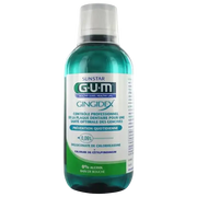 GUM Bain de Bouche Gingidex mouthwash by Celvess Cosmetic in a 300ml bottle, showing the product label and packaging.