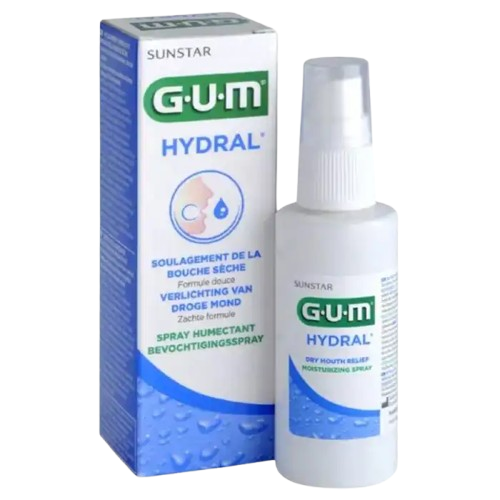 Celvess Cosmetic GUM Hydral Spray Humectant 50ml, dental accessory spray for moisturizing oral tissues, shown in the image.