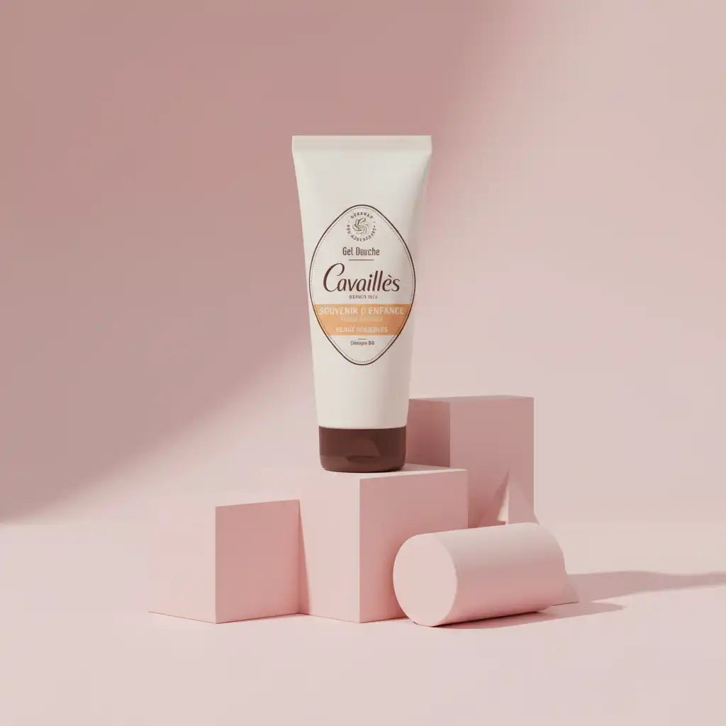 CAVAILLÈS Souvenir d’enfance gel douche, 200ml, hypoallergénique nettoyant pour peau sensible, natural and gentle body cleanser.