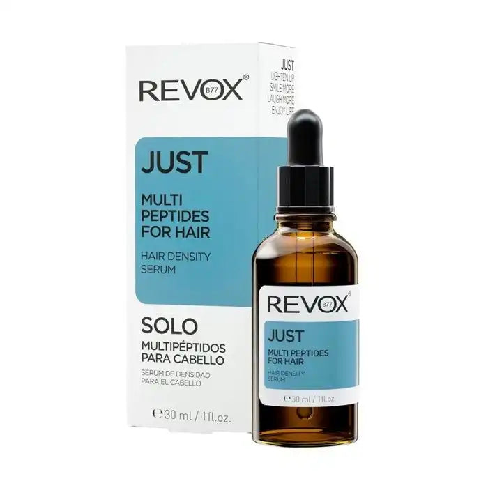 Celvess Cosmetic REVOX B77 Just Multi Peptides hair serum in a 30ml bottle, designed to strengthen and thicken hair.