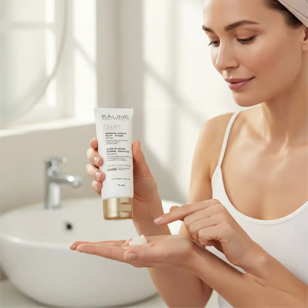 KALINE K-lift Gommage Suprême Éclat Intense 75ml by Celvess Cosmetic, exfoliating cream with natural ingredients for radiant skin