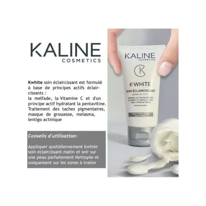 KALINE K-white night brightening cream in 50ml jar, part of Celvess Cosmetic's nighttime skincare treatment.