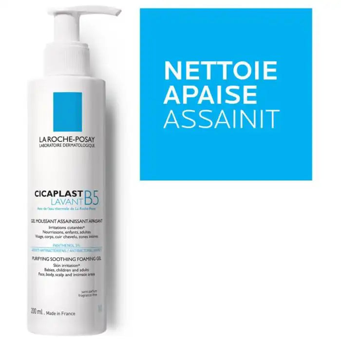 LA ROCHE-POSAY Cicaplast Gel Lavant B5+ body wash and cleanser in 200ml bottle, gentle and soothing for skin care.