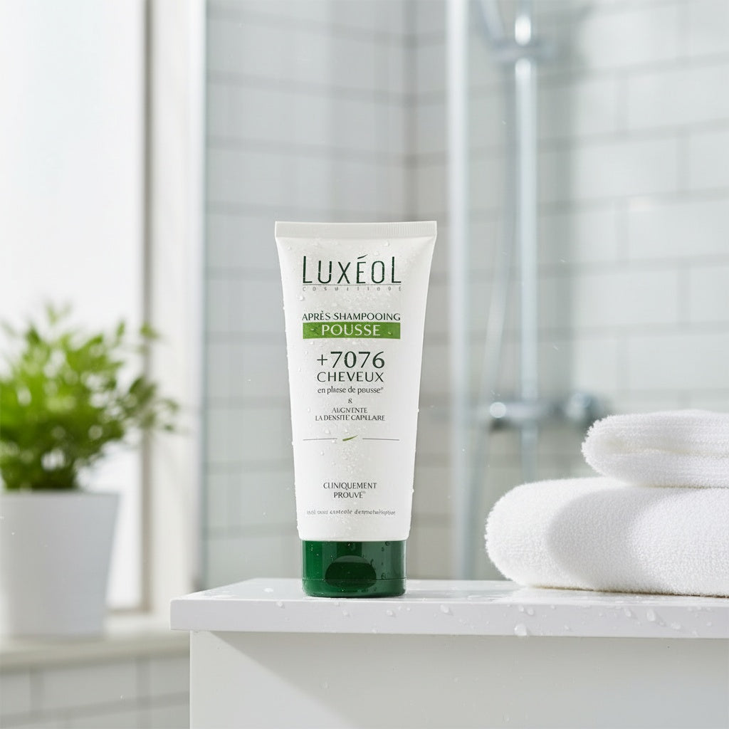 Luxéol growth booster conditioner for hair, 200ml, by Celvess Cosmetic, designed to promote hair growth and strengthen strands.