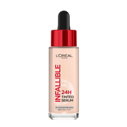 L’Oréal Paris Infaillible Fond De Teint Sérum Teinte foundation bottle with applicator, showcasing the serum-based liquid foundation.