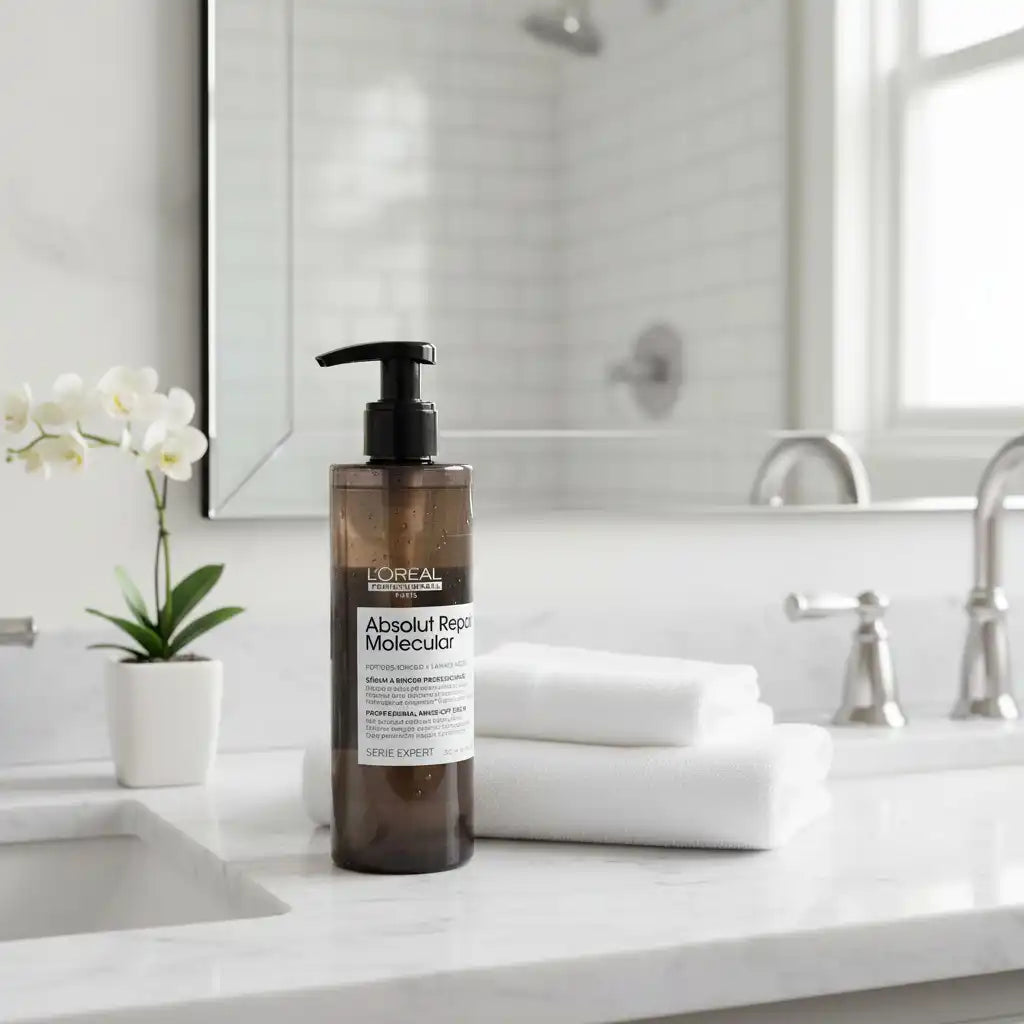 L'OREAL PROFESSIONNEL Absolut Repair Molecular hair serum in a 250ml bottle, designed for repairing damaged hair.