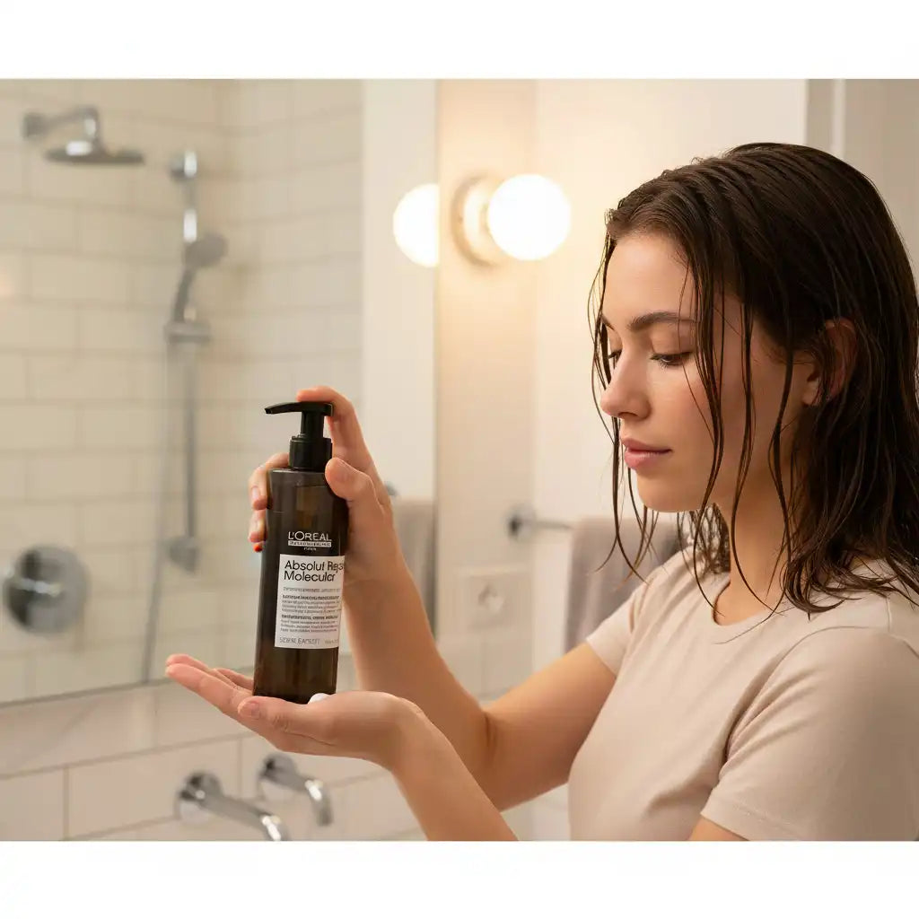 L'Oréal Professionnel Absolut Repair Molecular hair serum in a 250ml bottle, designed to repair and strengthen damaged hair.