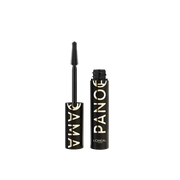 L’Oréal Paris Panorama Mascara Volume Millions de Cils All Night Black applied on lashes, showcasing thick, voluminous eyelash look.