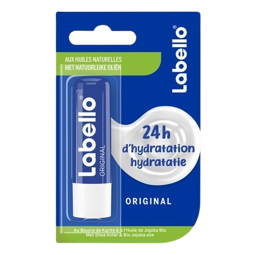 Celvess Cosmetic Labello Original lip balm stick in 4.8g, featuring a sleek white container and smooth balm inside.