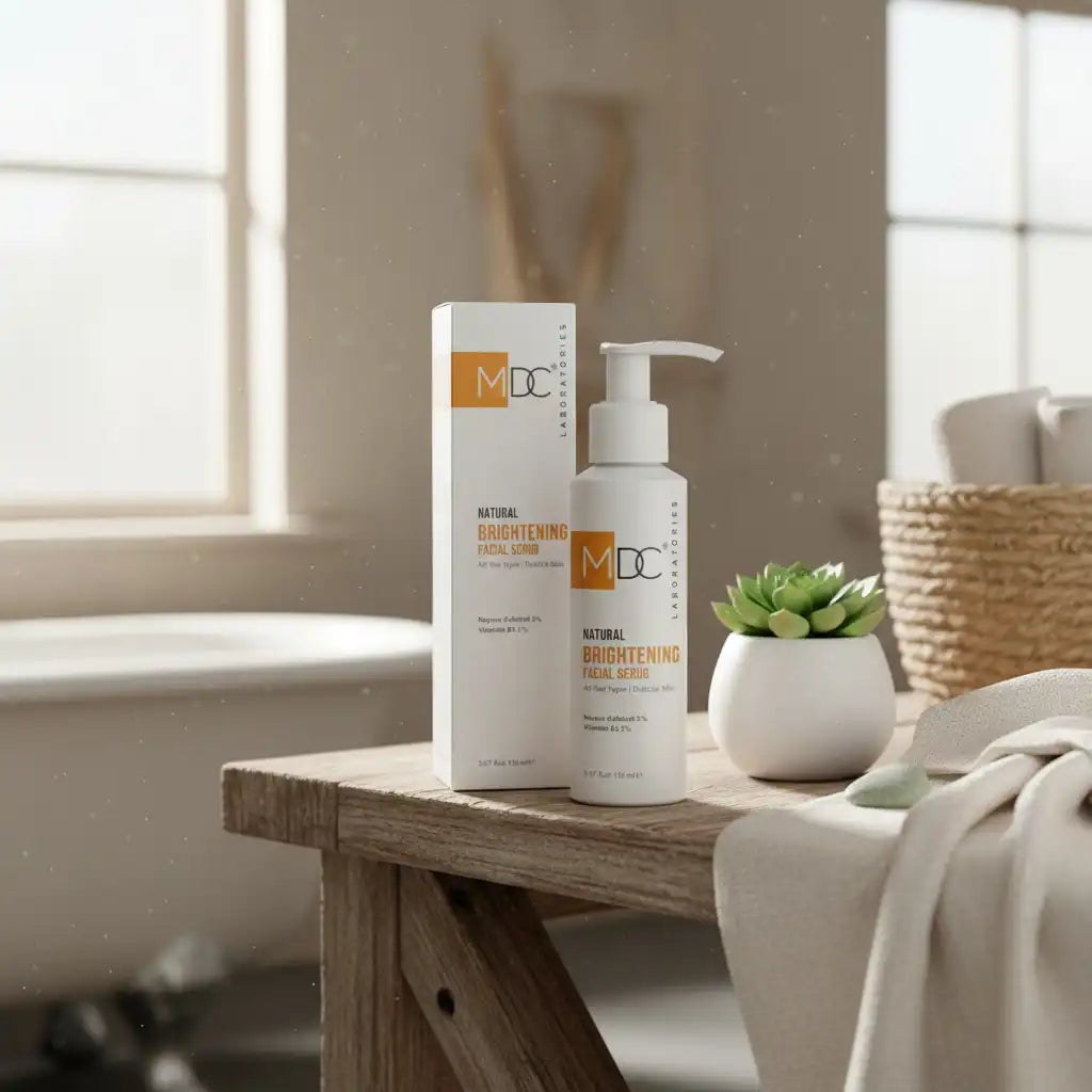 Celvess Cosmetic MDC Natural Gommage Visage Éclaircissant 150ml exfoliating face scrub with natural ingredients.