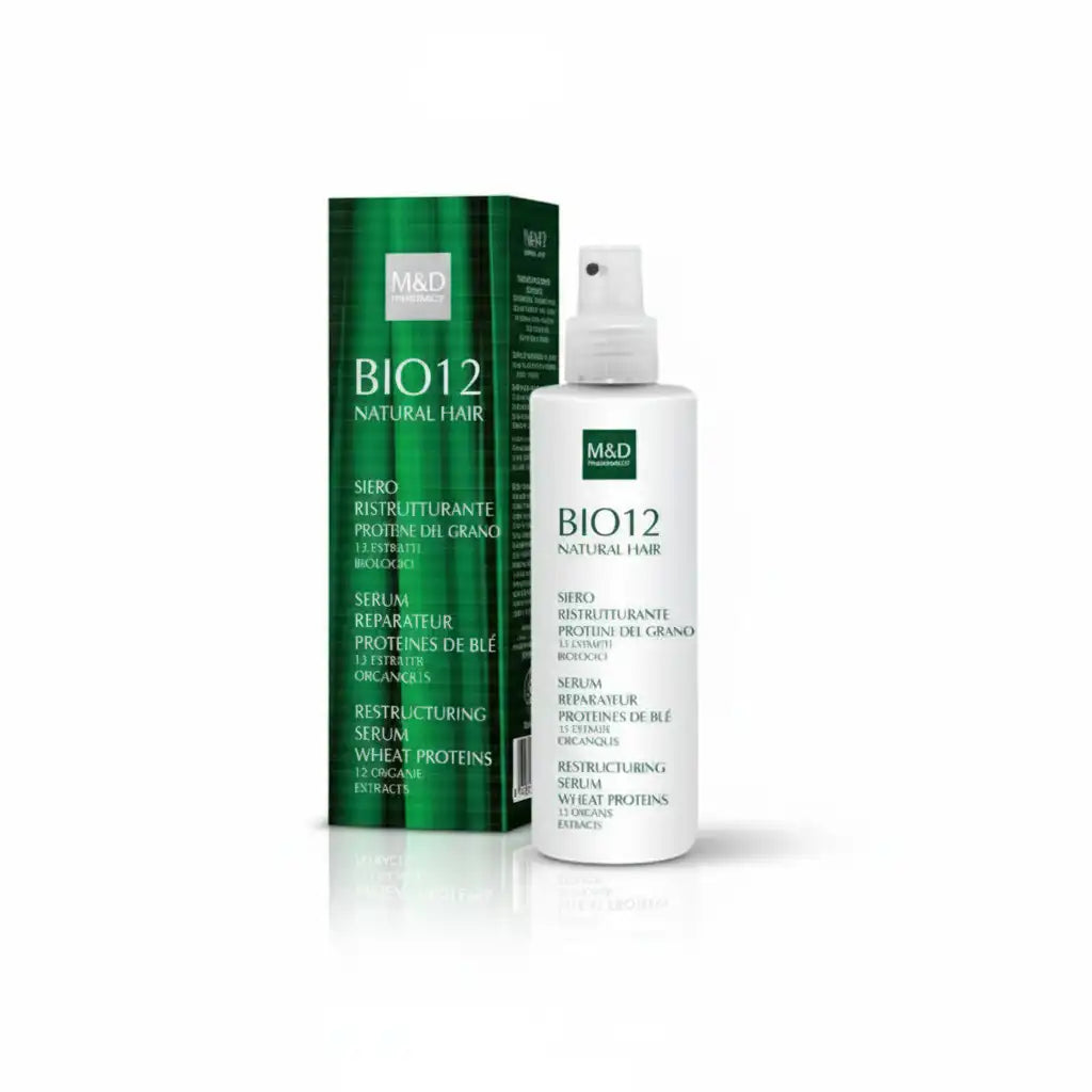 Celvess Cosmetic BIO12 Repair Serum 200ml for damaged hair, in a clear bottle with a pump dispenser.