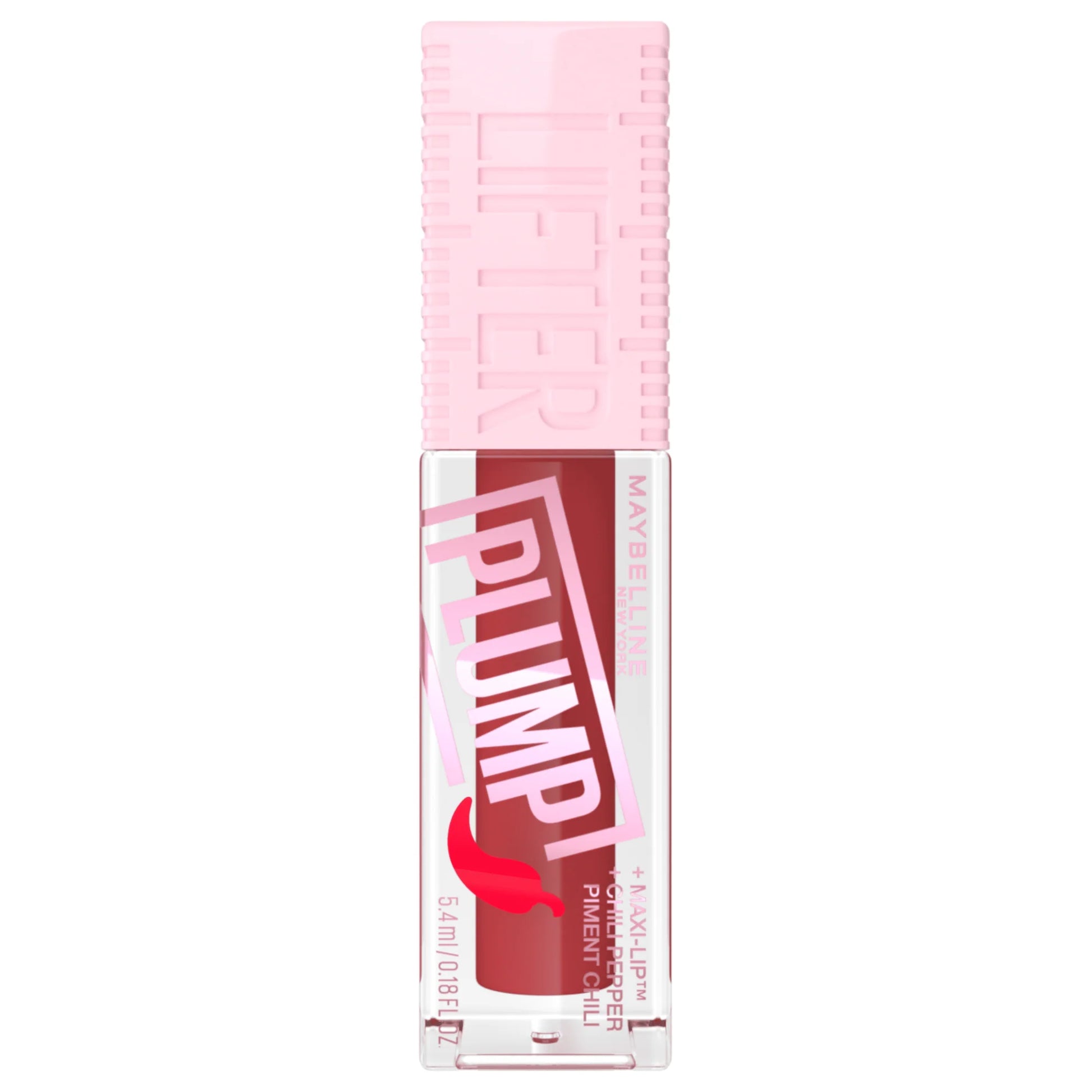 Maybelline Lifter Plump foundation in shade Hot Chili, featuring a smooth, creamy texture and natural finish in a sleek tube.