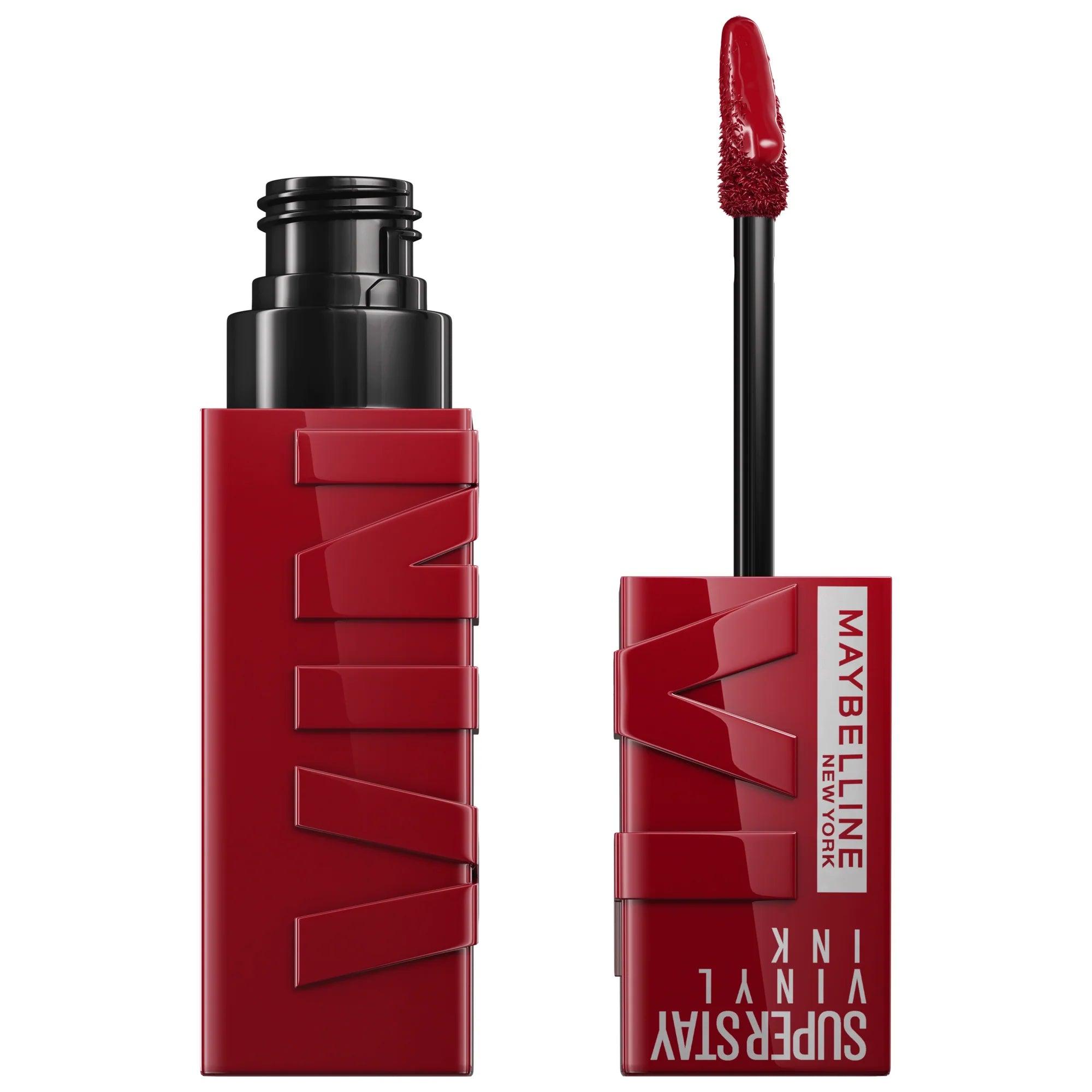 Maybelline New York Superstay Vinyl Ink lipstick in LIPPY, featuring a shiny, vibrant lip color with sleek packaging.