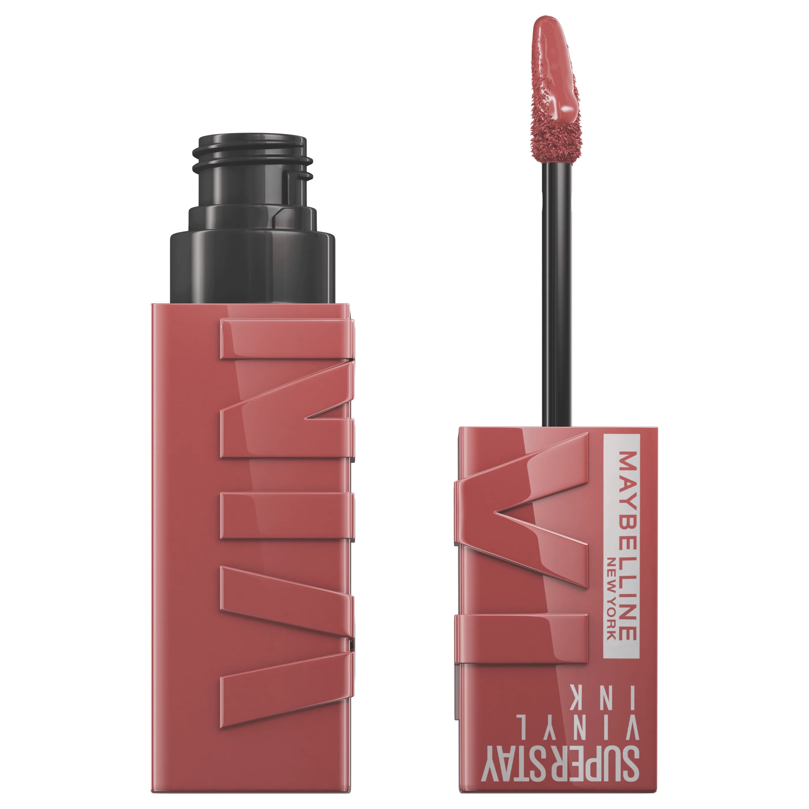 Maybelline New York Superstay Vinyl Ink lipstick in Cheeky, vibrant lip color with glossy finish and bold look.