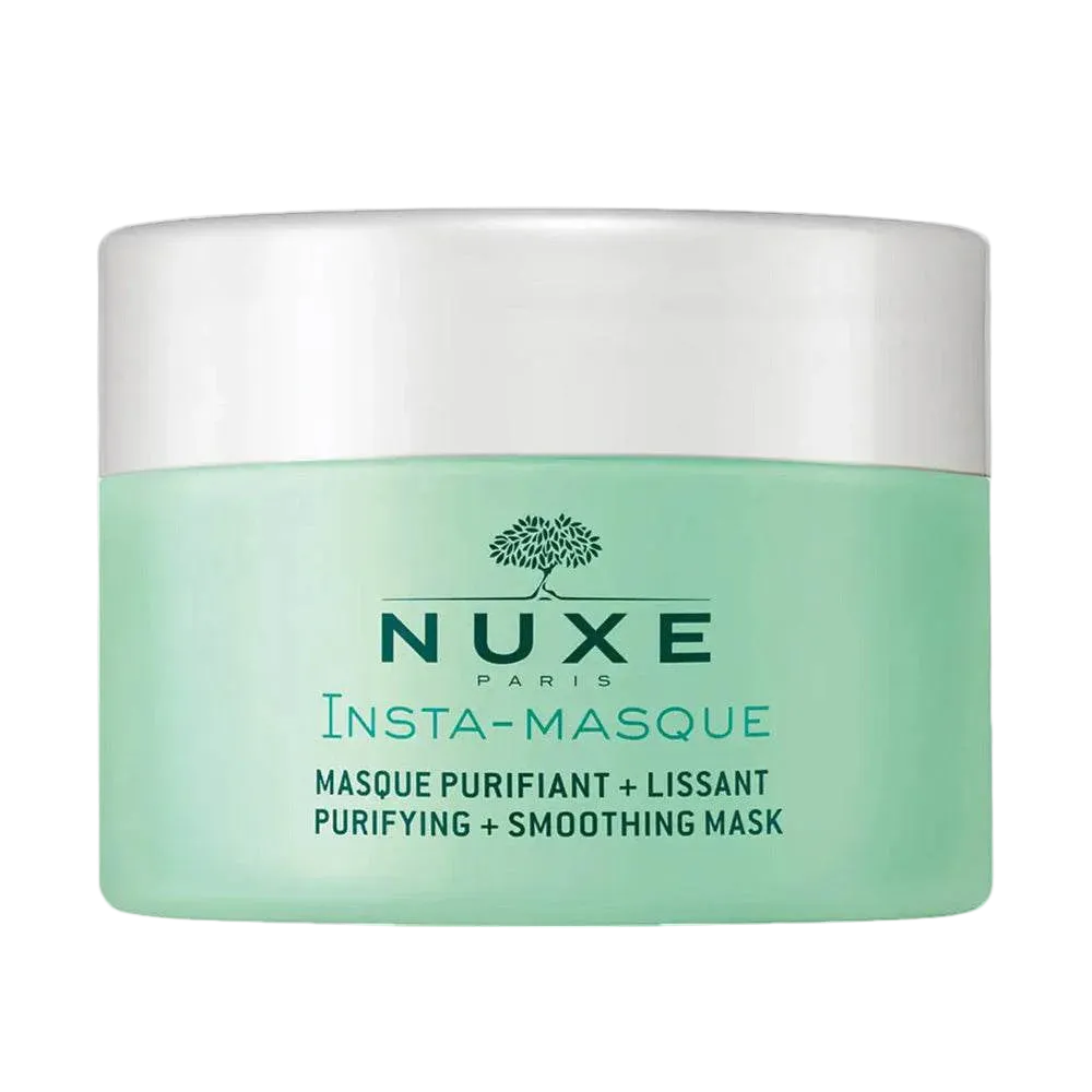 NUXE Insta-masque Purifiant et Lissant in a 50ml jar, showcasing the creamy, purifying facial mask with a smooth texture.