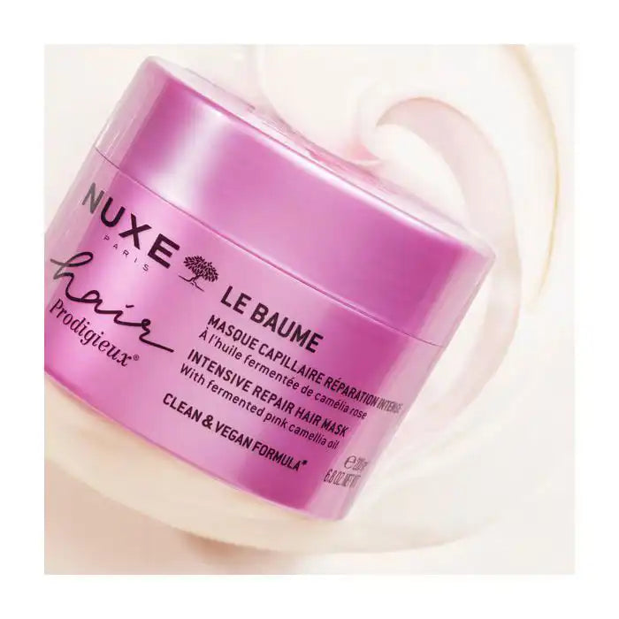 NUXE Hair Prodigieux Le Baume Masque Capillaire 200ml, nourishing hair mask with natural ingredients in a sleek jar.