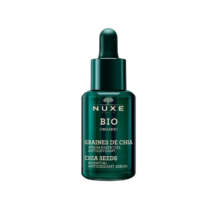 Nuxe Bio Sérum Essentiel Antioxydant 30ml bottle showing sleek packaging and applicator for revitalizing skin care.