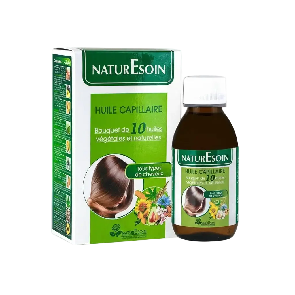 Celvess Cosmetic NATURESOIN hair oil with a bouquet of 10 natural vegetable oils in a 125ml bottle, for nourishing hair care.